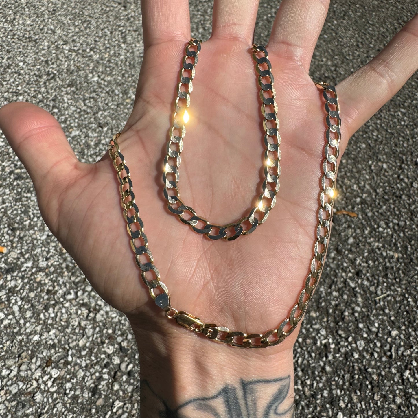 Vintage Solid 14k Yellow Gold Beveled Edge Cuban Link Necklace (20.5”)