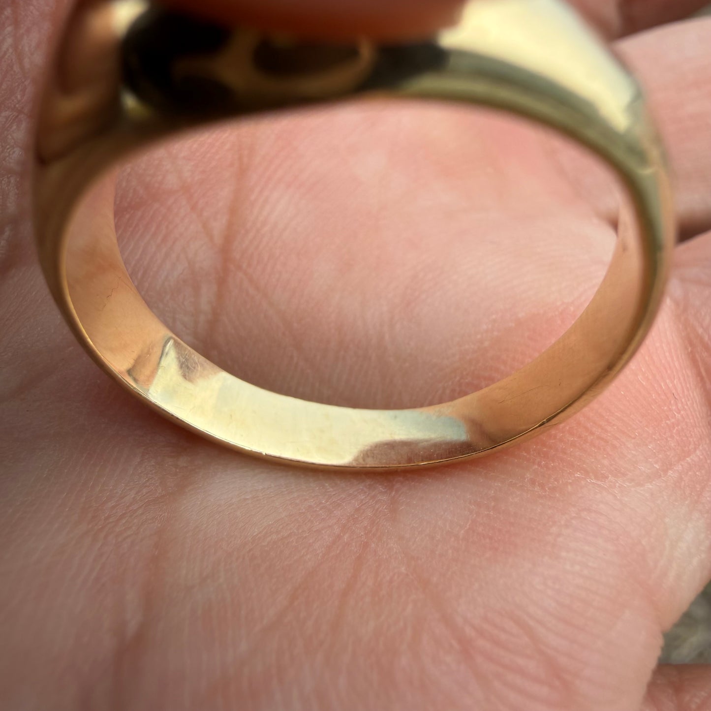 Art Deco Solid 14k Yellow Gold .40ct Natural VS Old Euro Cut Diamond Rub Over Gypsy Ring (8.5)
