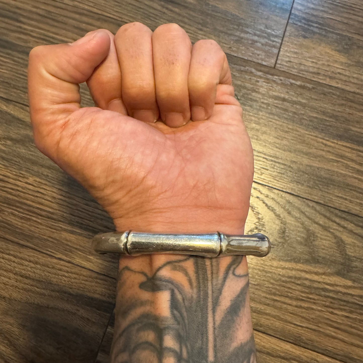 Gucci Sterling/.925 Chunky Bamboo Cuff Bracelet (Size:19/7.5”)