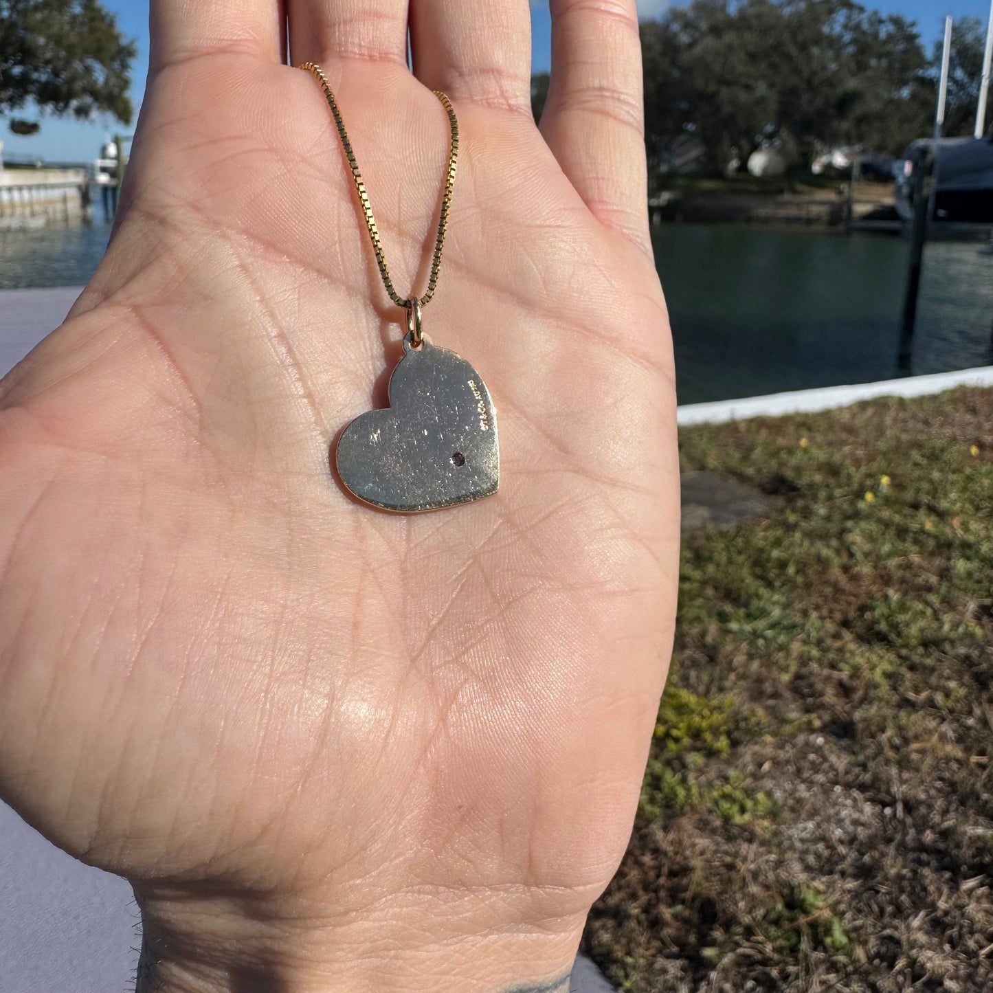 Vintage Tiffany & Co. Solid 18k Gold “With Love” Natural Diamond Heart Pendant