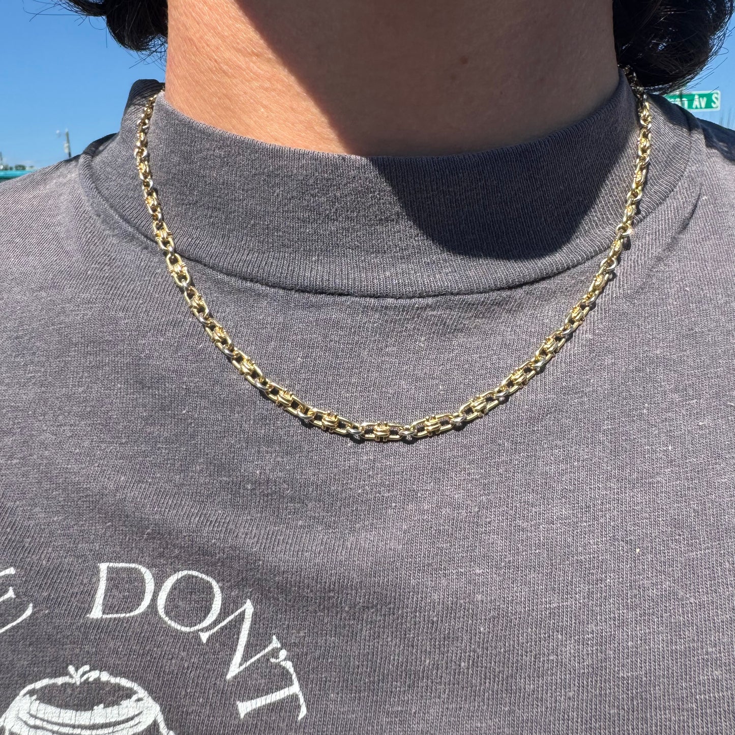 Vintage Auritalia Designer Made Solid 14k Yellow Gold Horsebit Link Necklace (18.5”)