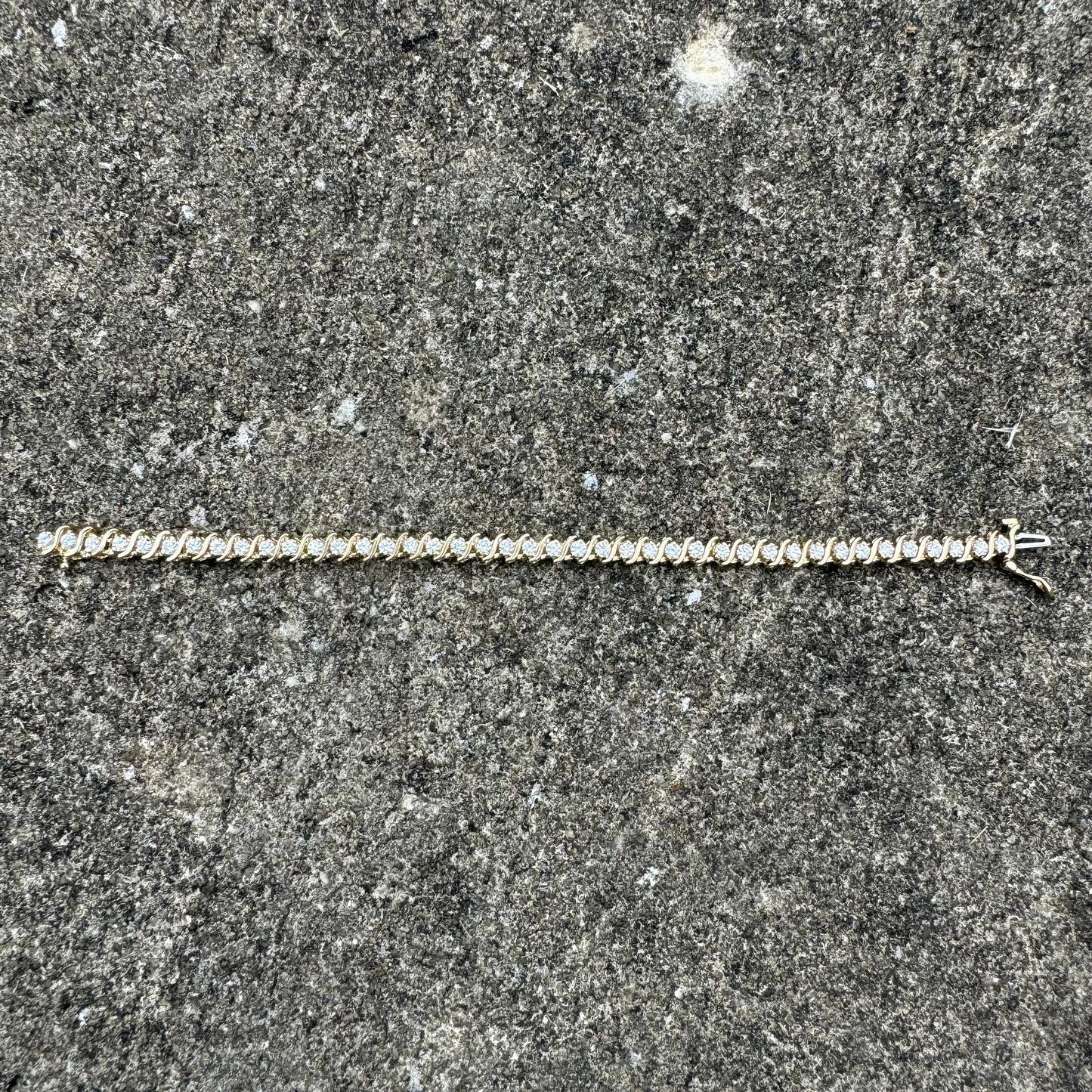 Vintage 2.5CTW Natural VS Diamond 14k Yellow Gold S-Link Tennis Bracelet (6.75”)