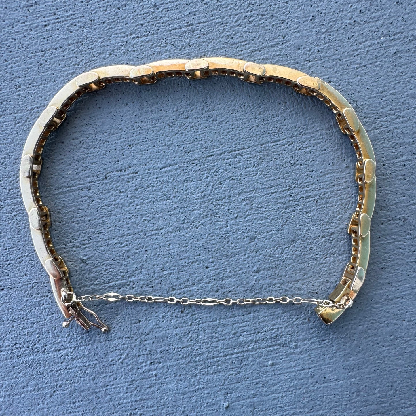 Vintage Custom Hand Crafted Solid 18k Yellow Gold 3.5CTW Natural Princess Cut Diamond Bracelet (6.5”)