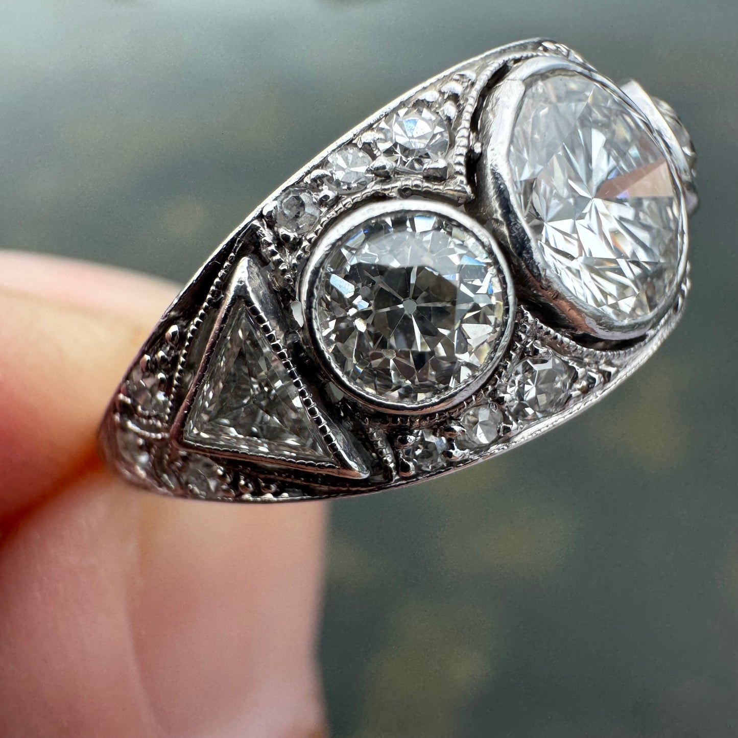 Antique Platinum 2.50ctw Natural Old Cut Diamond Ring (8)