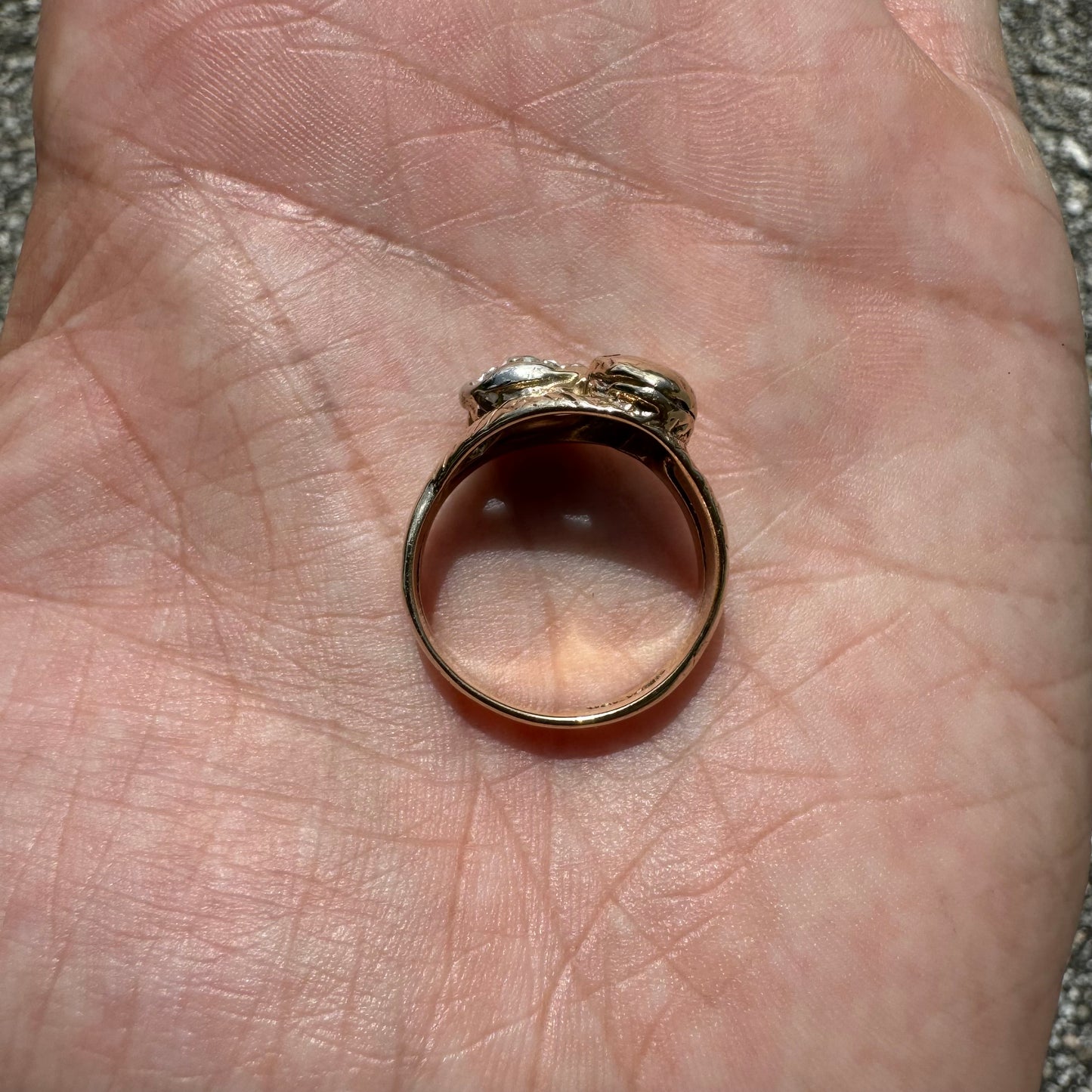 Mid-Century 10k Yellow Gold .45CTW Old Euro Cut Natural Diamond Cluster Snake Ring (8)