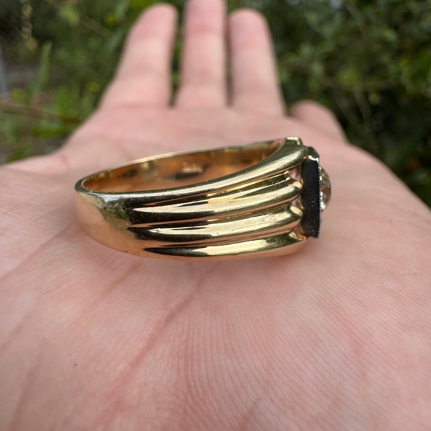 Antique Solid 14k Gold .75ct Old Euro Cut Diamond Gents Ring (10.5)