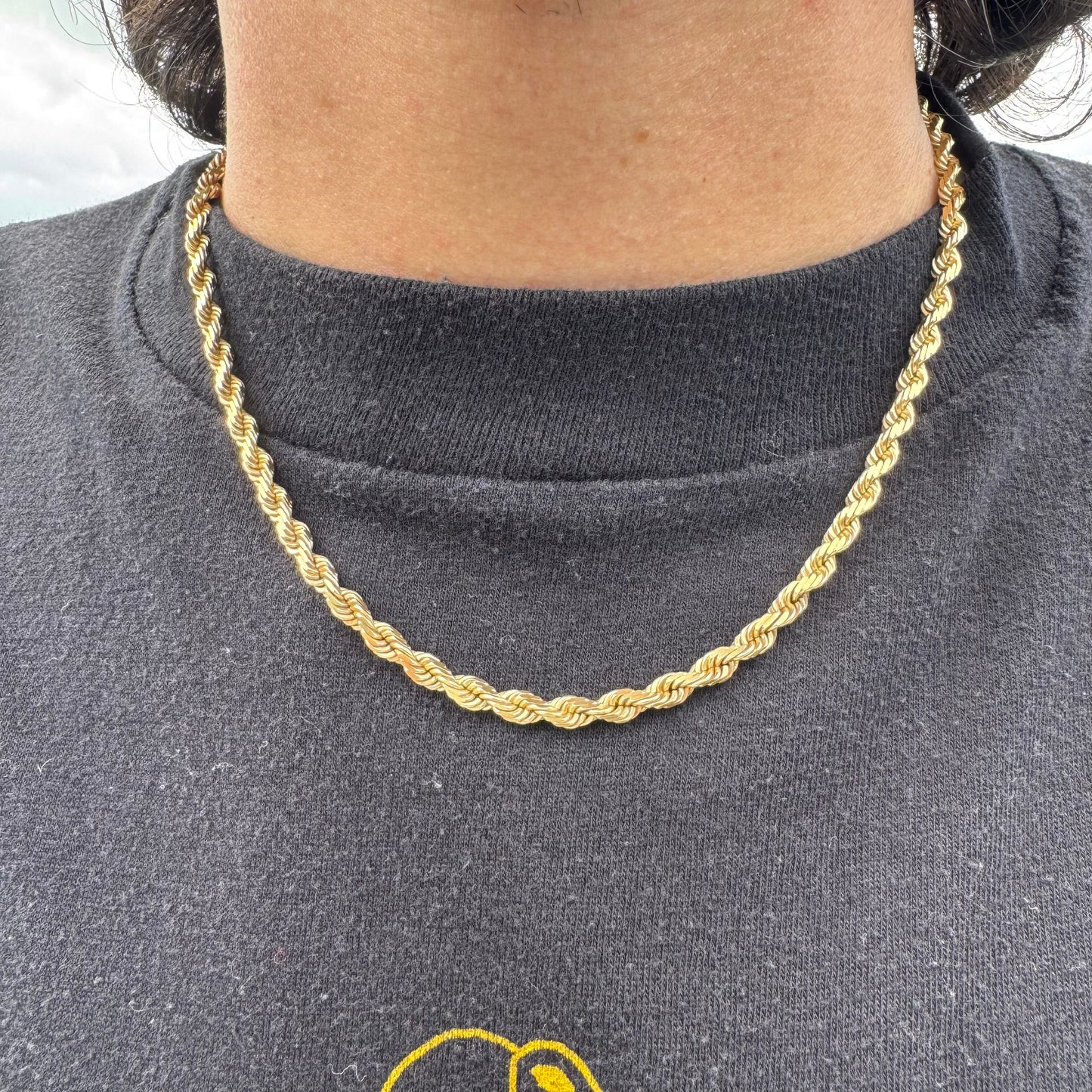 1980’s Solid 14k Heavyweight Diamondcut Yellow Gold Chunky Rope Chain Necklace (18”)