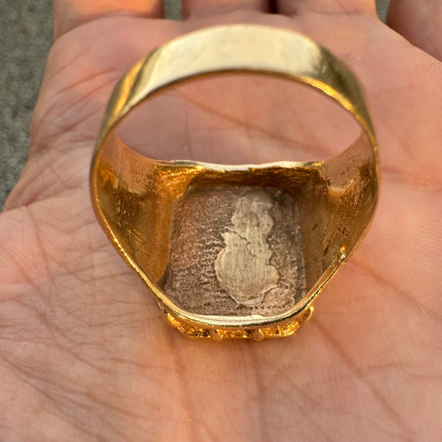 1980’s 14k Yellow Gold Jesus Piece Signet Ring (13)