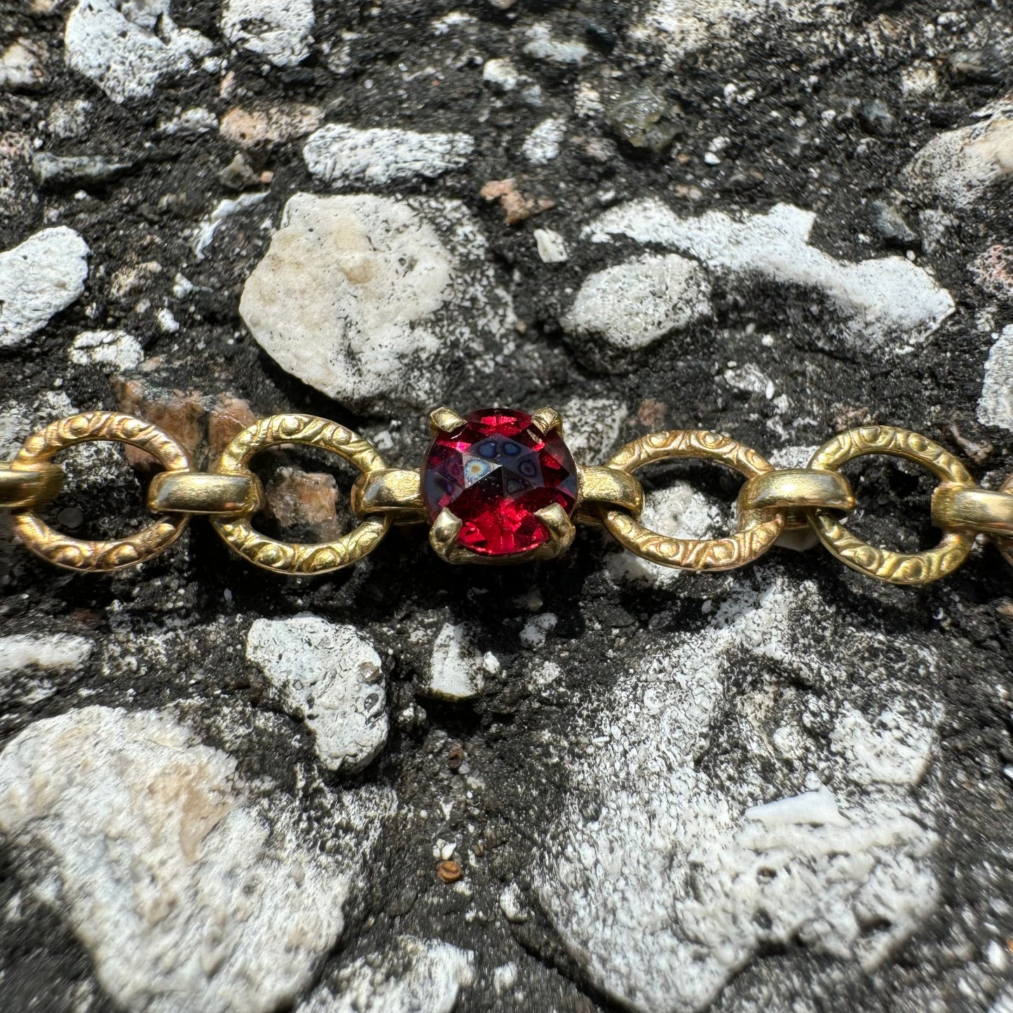 Early 1900’s Solid 18k Gold Rose Cut Garnet Bracelet (7.25”)