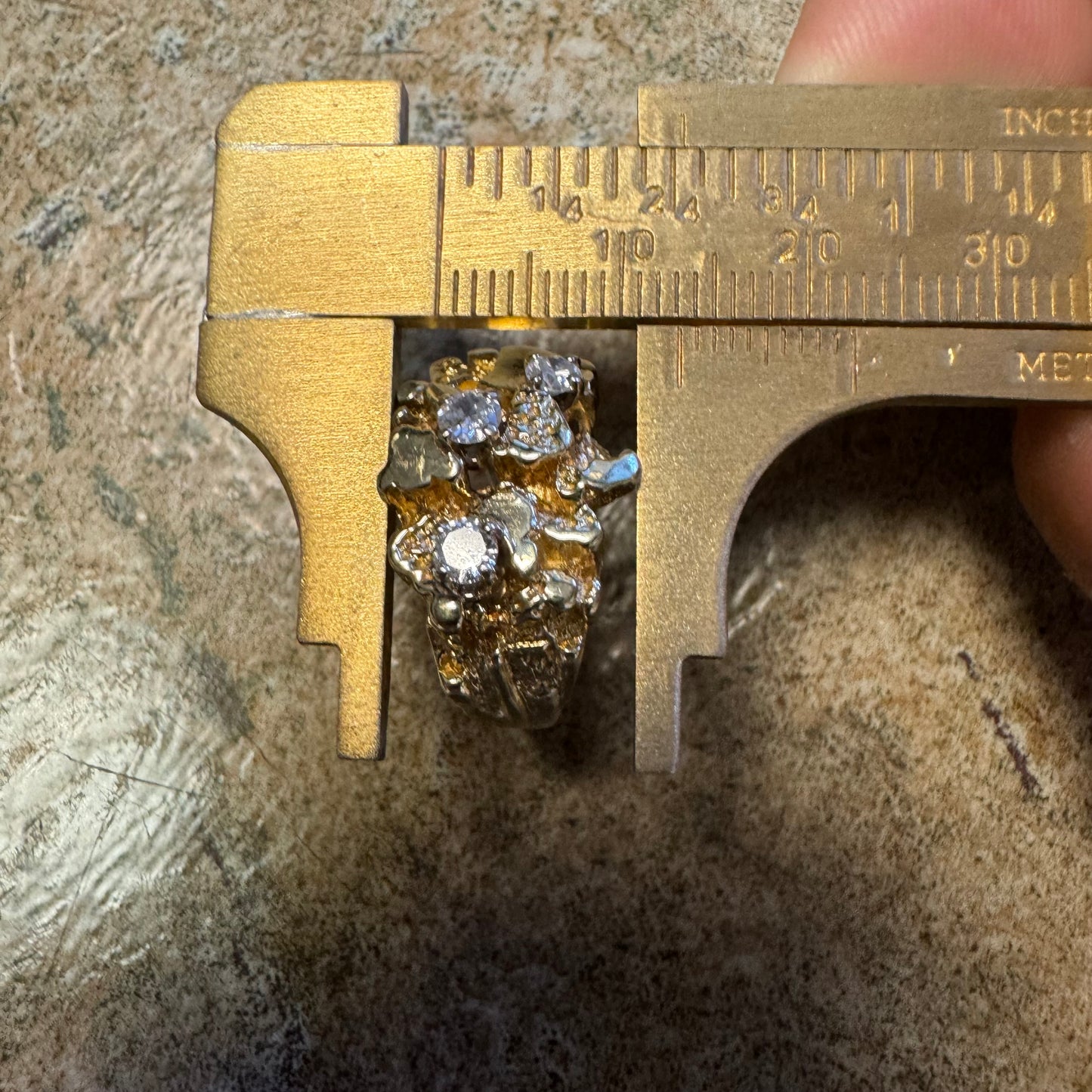 1980’s Solid Backed Custom Set .50Ctw Natural Diamond Nugget Ring (8.5)