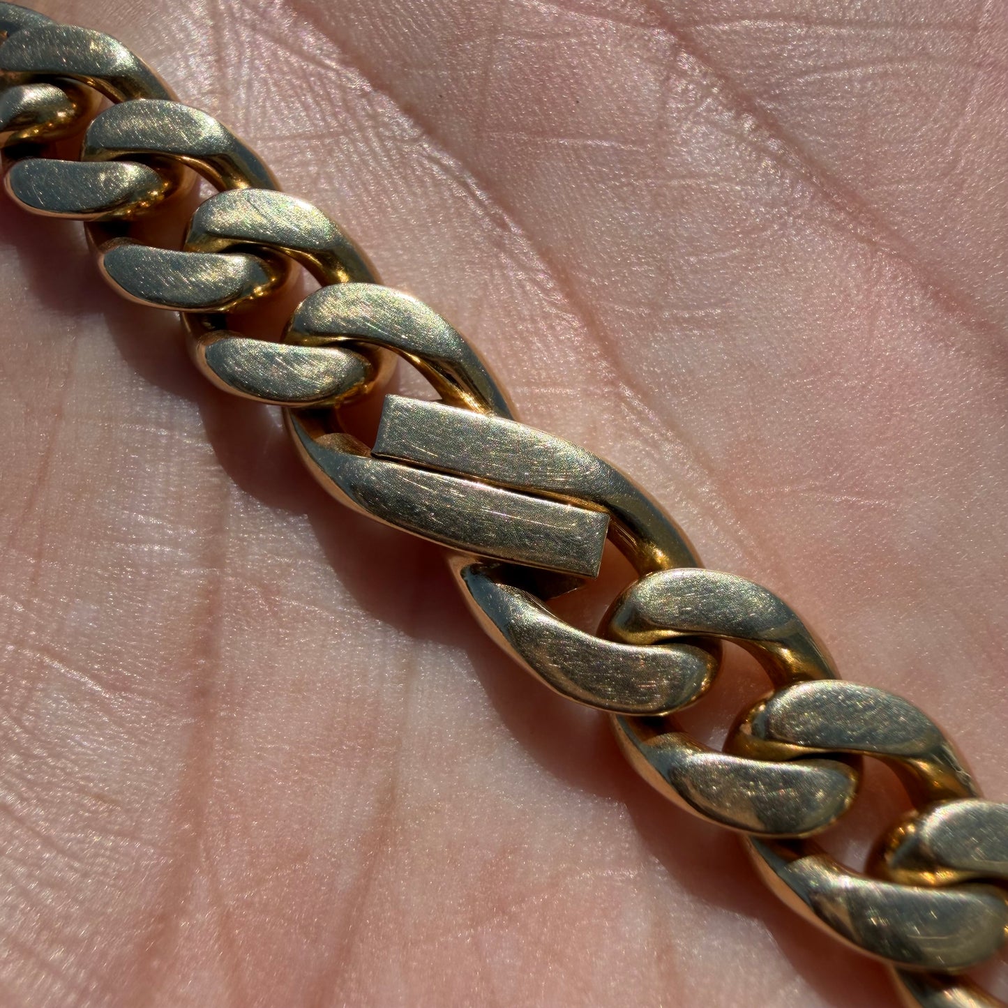 Vintage Solid 14k Yellow Italian Gold Super Heavyweight Tony Soprano Link Bracelet (8”)