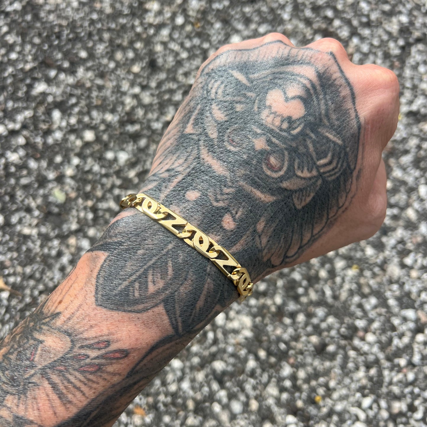 Vintage Solid 10k Italian Yellow Gold Heavyweight Tigers Eye Mariner Link Bracelet (8.5”)