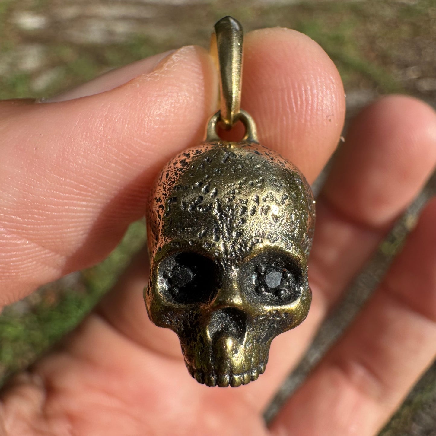 David Yurman Solid 18k Yellow Gold Memento Mori Skull Amulet Pendant