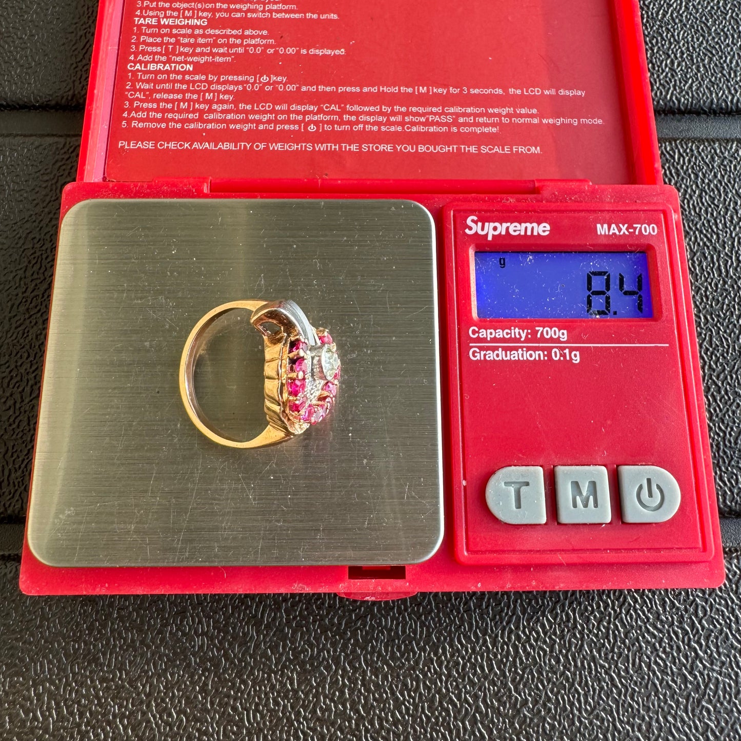 Retro 1940’s 14k Gold .50ct Natural Euro Cut Diamond .60ctw Ruby Tank Ring (9)