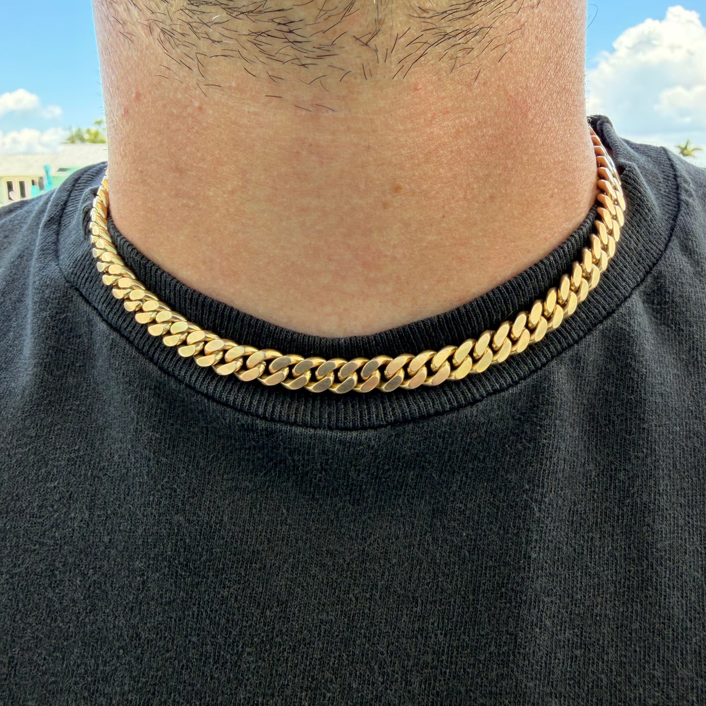 Vintage Solid 18k Yellow Gold Handcrafted Heavyweight Cuban Curb Link Necklace (15.5”)