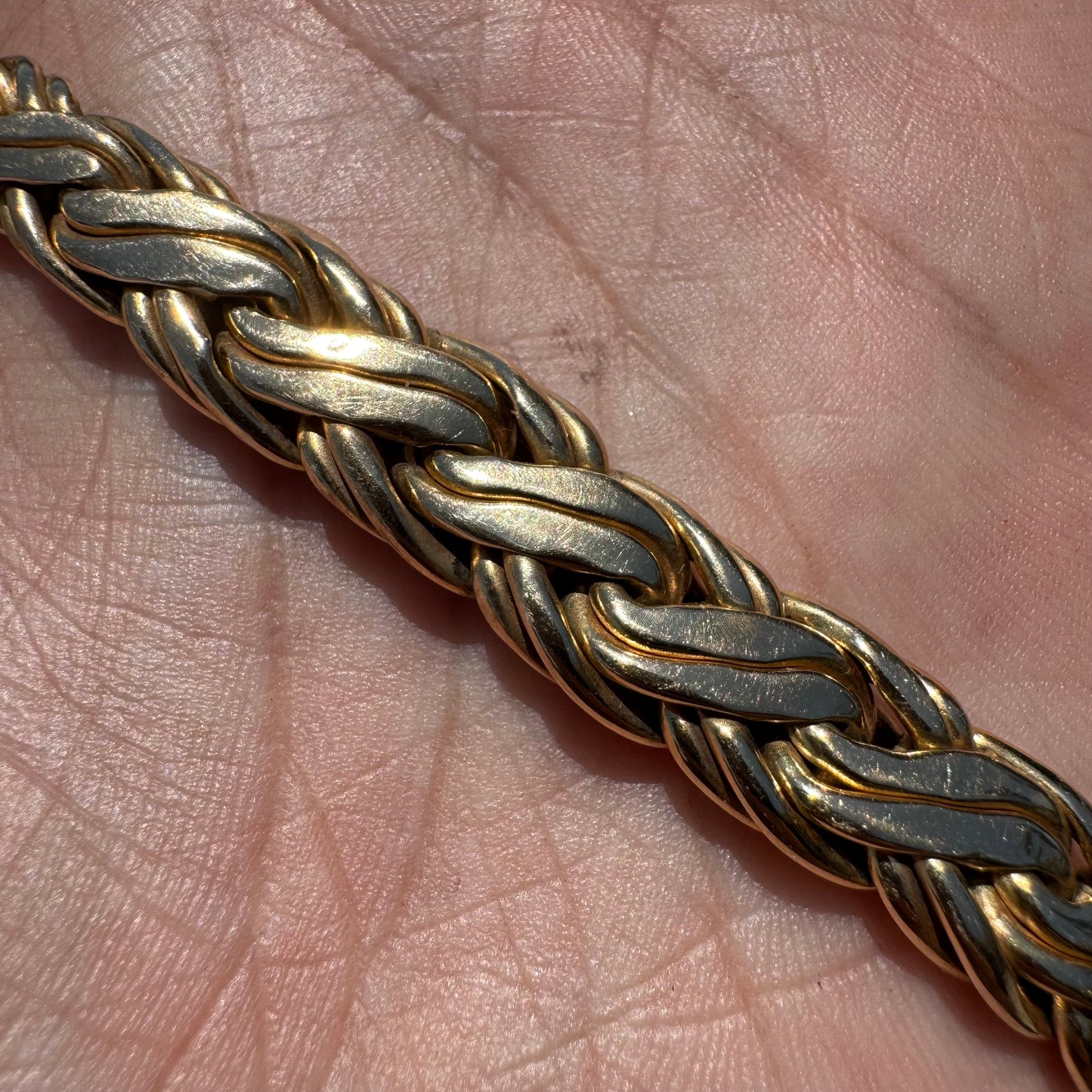 Vintage Tiffany & Co. 14k Yellow Gold Tapered Weaved Byzantine Link Necklace (16.25”)