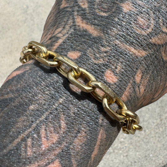 Vintage Solid 14k Yellow Gold Heavyweight “Biker Chain” Anchor Link Bracelet (9.5”)