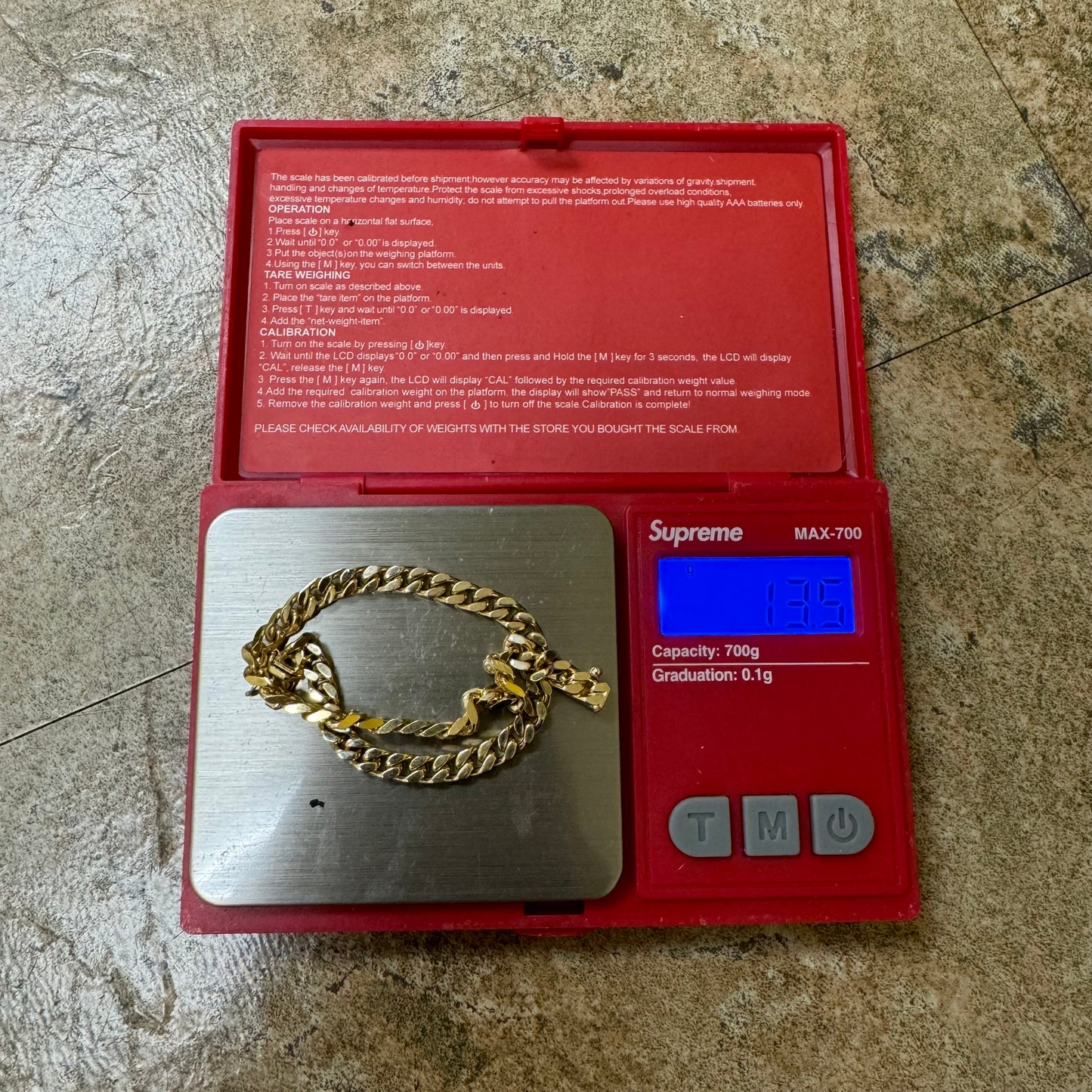 Solid 14k Yellow Gold Cuban Link Bracelet (7.5”)