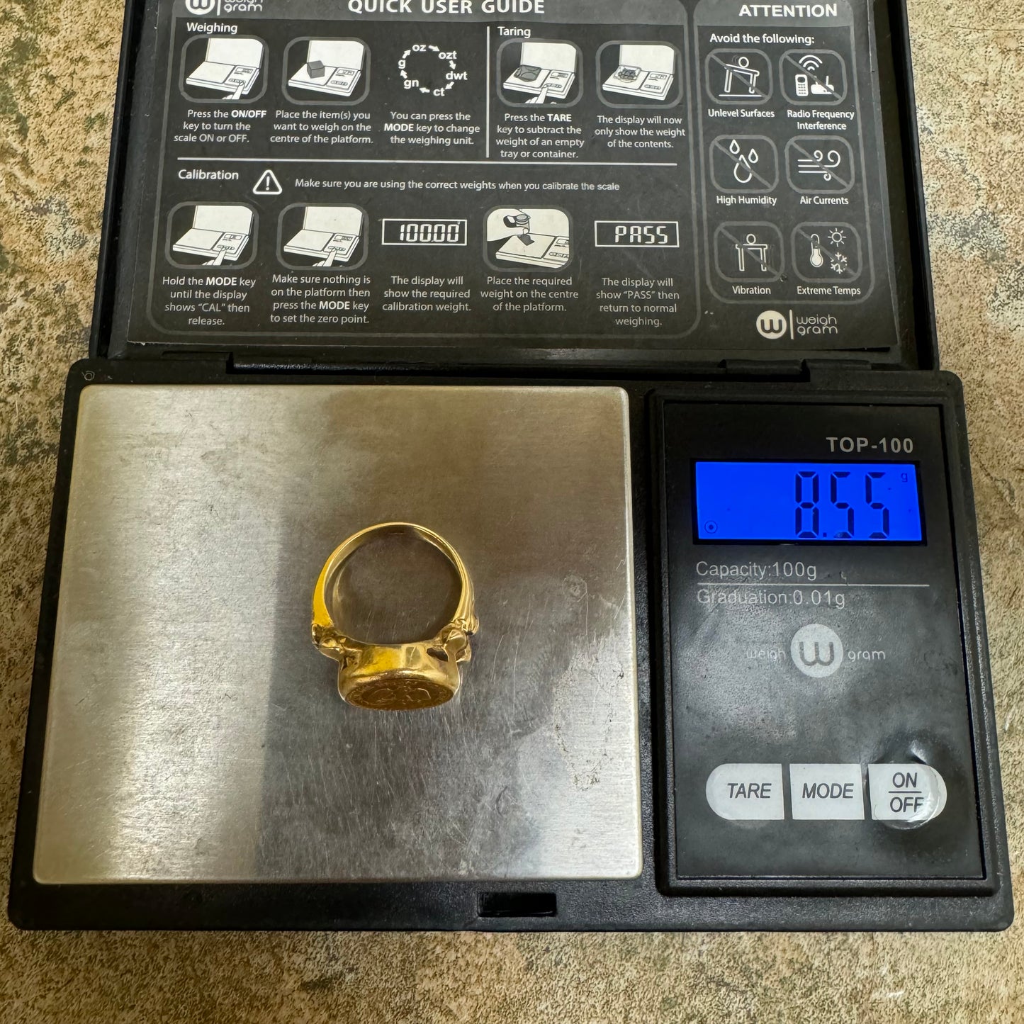 1945 22k Gold Mexican Dos Pesos 14k Yellow Gold Brutalist Nugget Coin Ring (6.5)