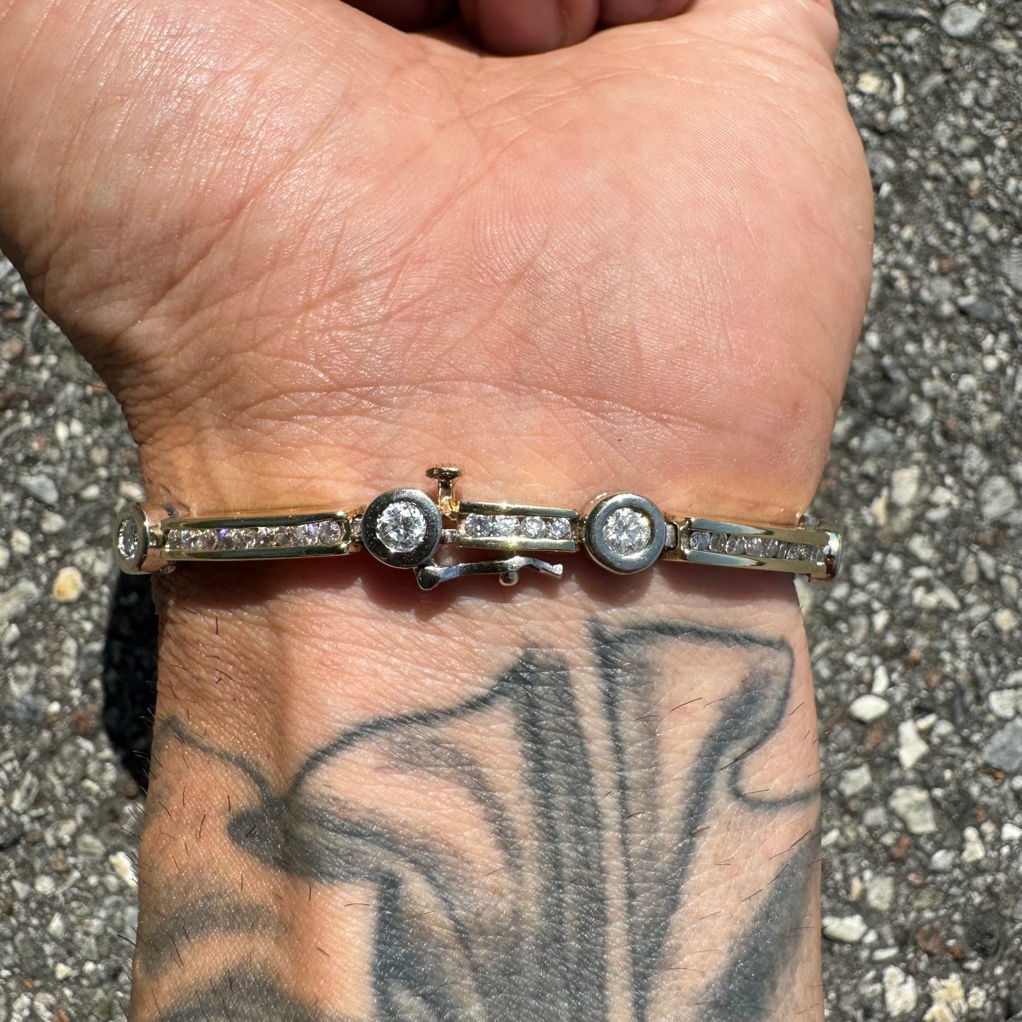 Custom 14k Two-Tone 3.5CTW Natural Diamond Bracelet (6.5”)