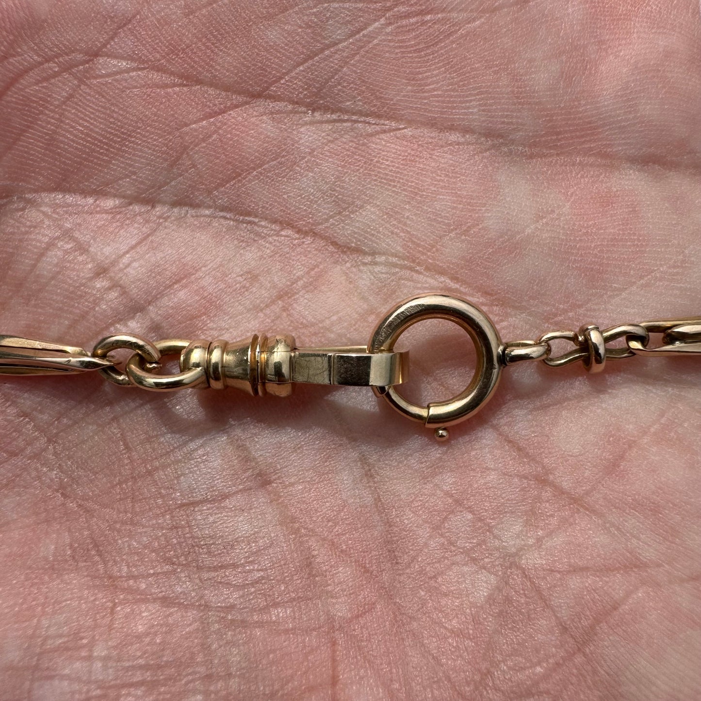 Antique Solid 14k Yellow Gold Fancy Link Watch Chain Necklace (19.5”)