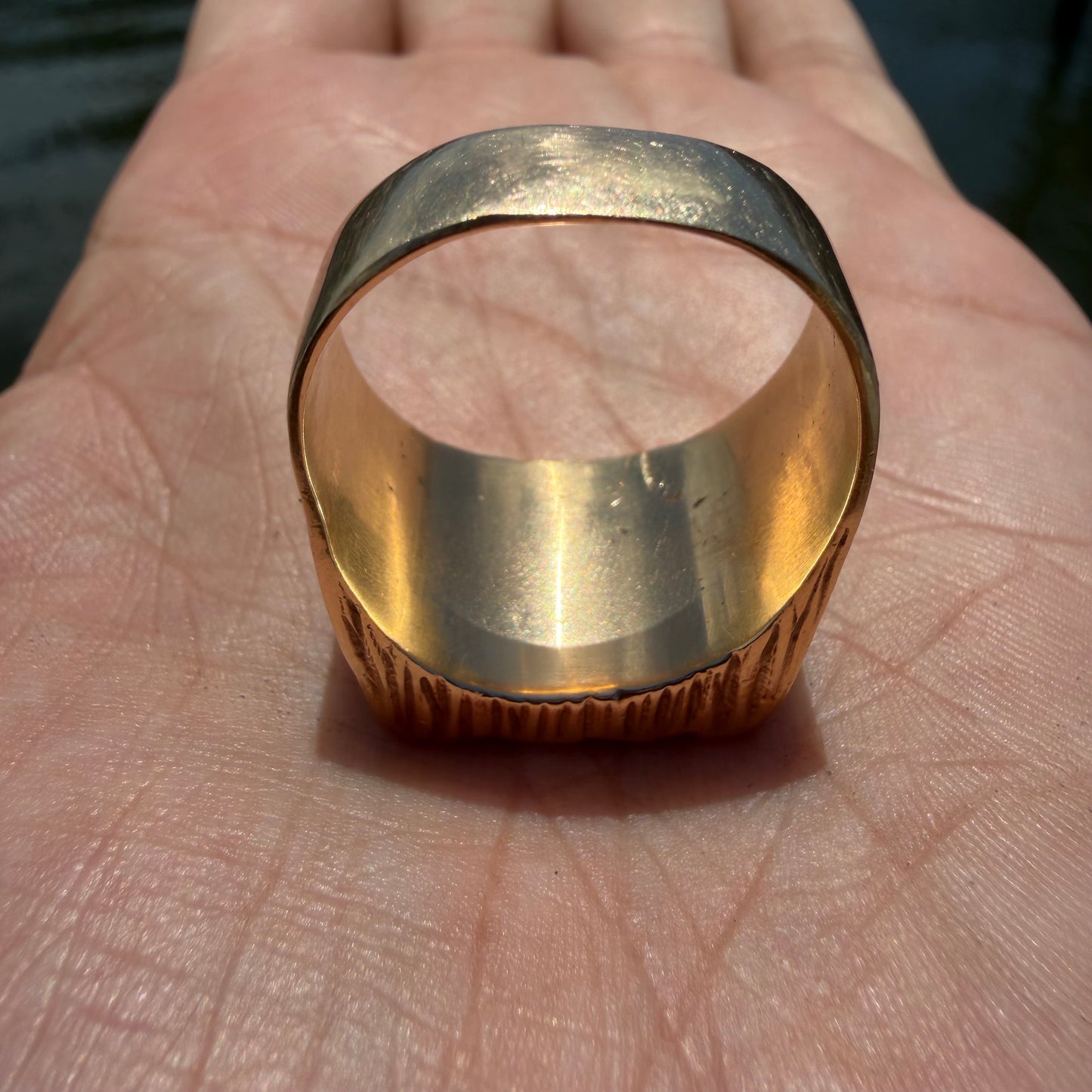1850 Liberty Head $1 Gold Coin Solid Backed 14k Yellow Gold Heavyweight Nugget Ring (13)