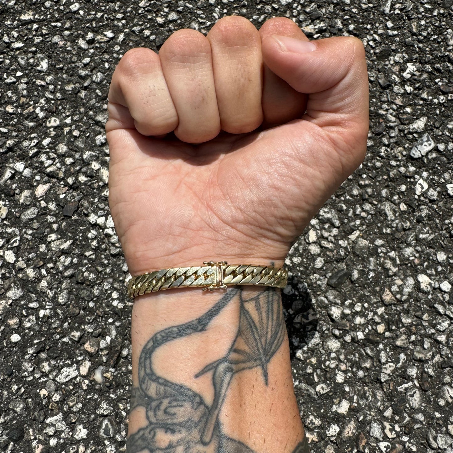 Vintage Solid 14k Yellow Gold Old School Sleek Miami Cuban Link Bracelet (8”)