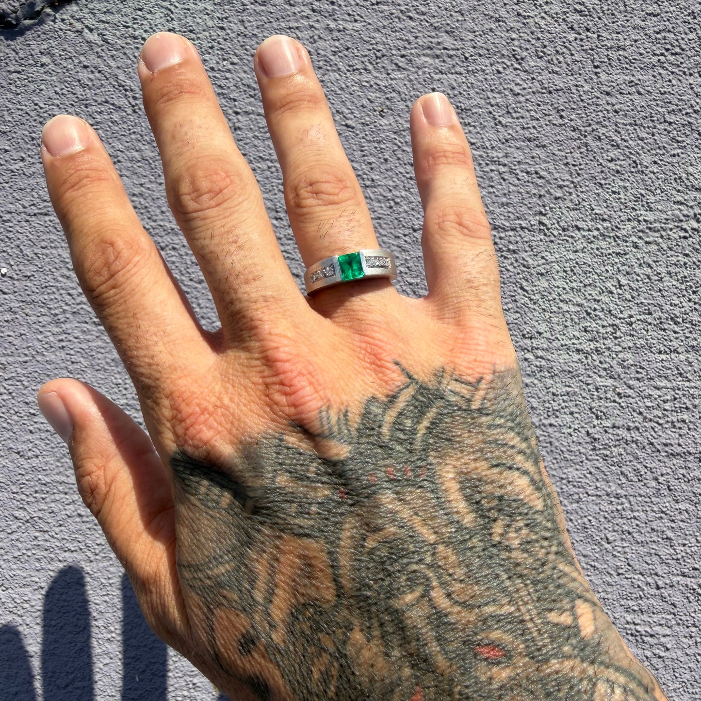 1980’s New Old Stock Solid 18k White Gold 1.25ctw Natural Columbian Emerald and VS Diamond Ring (8)