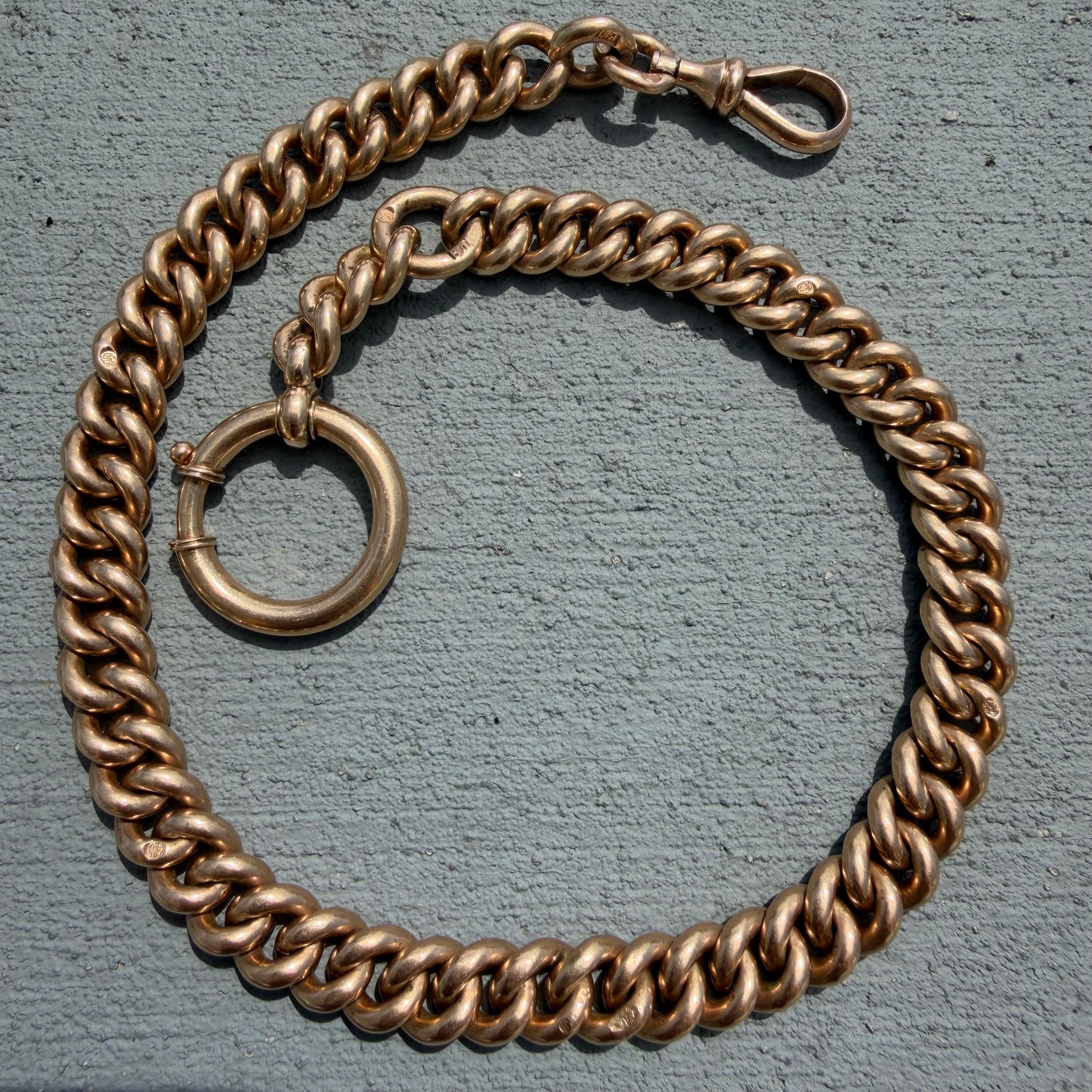 Antique Russian Hallmarked Solid 14k Gold Heavyweight Watch Chain (13.15”)