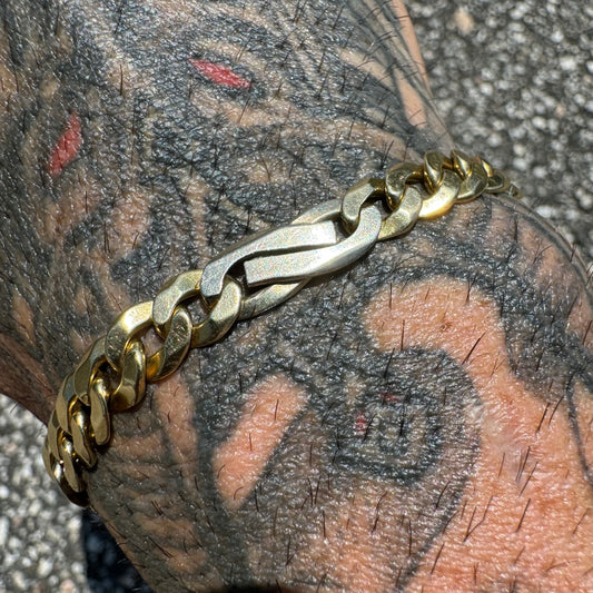 Vintage Solid 14k Yellow Italian Gold Tony Soprano Link Bracelet (8.25”)