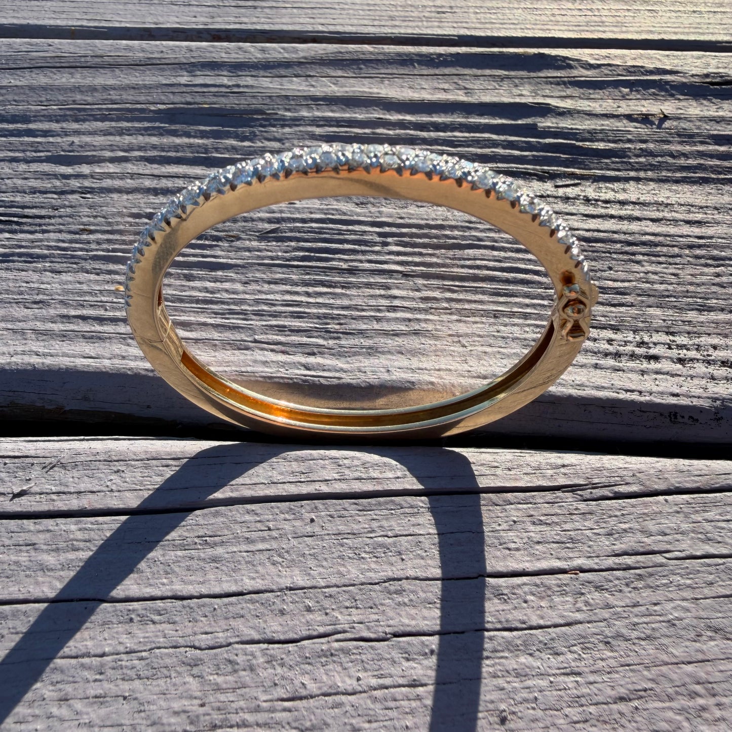 Vintage Solid 14k Yellow Gold 2.0ctw Natural VS Diamond Heavyweight Bangle Bracelet (5.75”-6.5”)