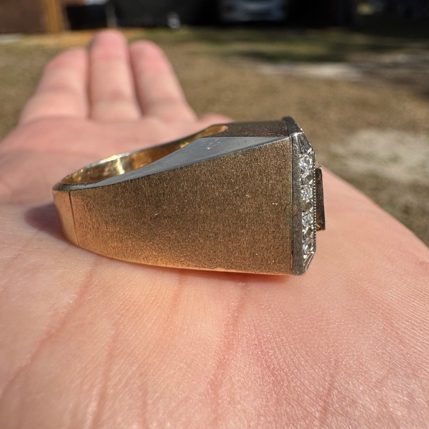 1970’s Custom Handcrafted Solid 14k Yellow Gold .50ctw Natural Diamond Spinning Dice Ring (8.25)