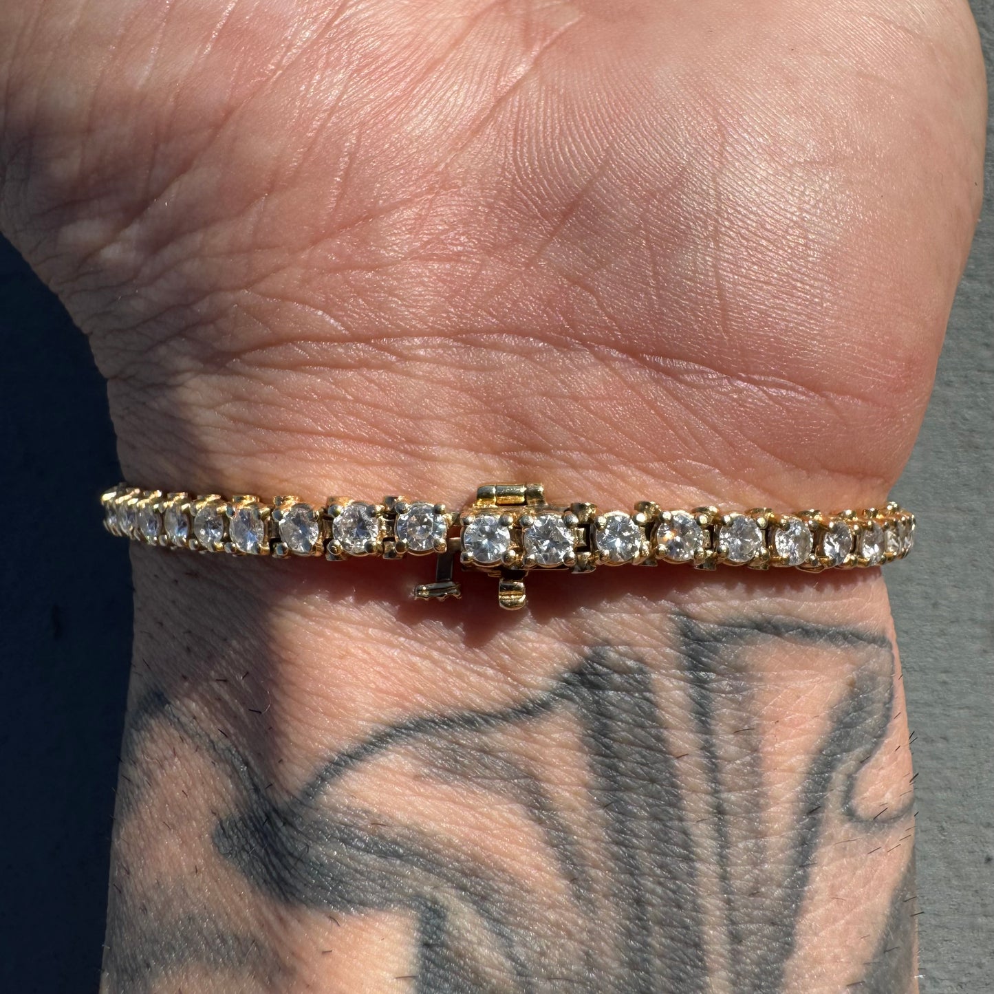 Vintage Solid 14k Yellow Gold 4.0ctw Natural Diamond Tennis Bracelet (6.5”)