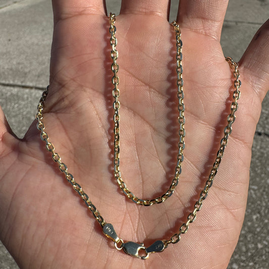 Brand New Solid 14k Yellow Gold Knife Edged “Biker Chain” Anchor Link Necklace (16”)