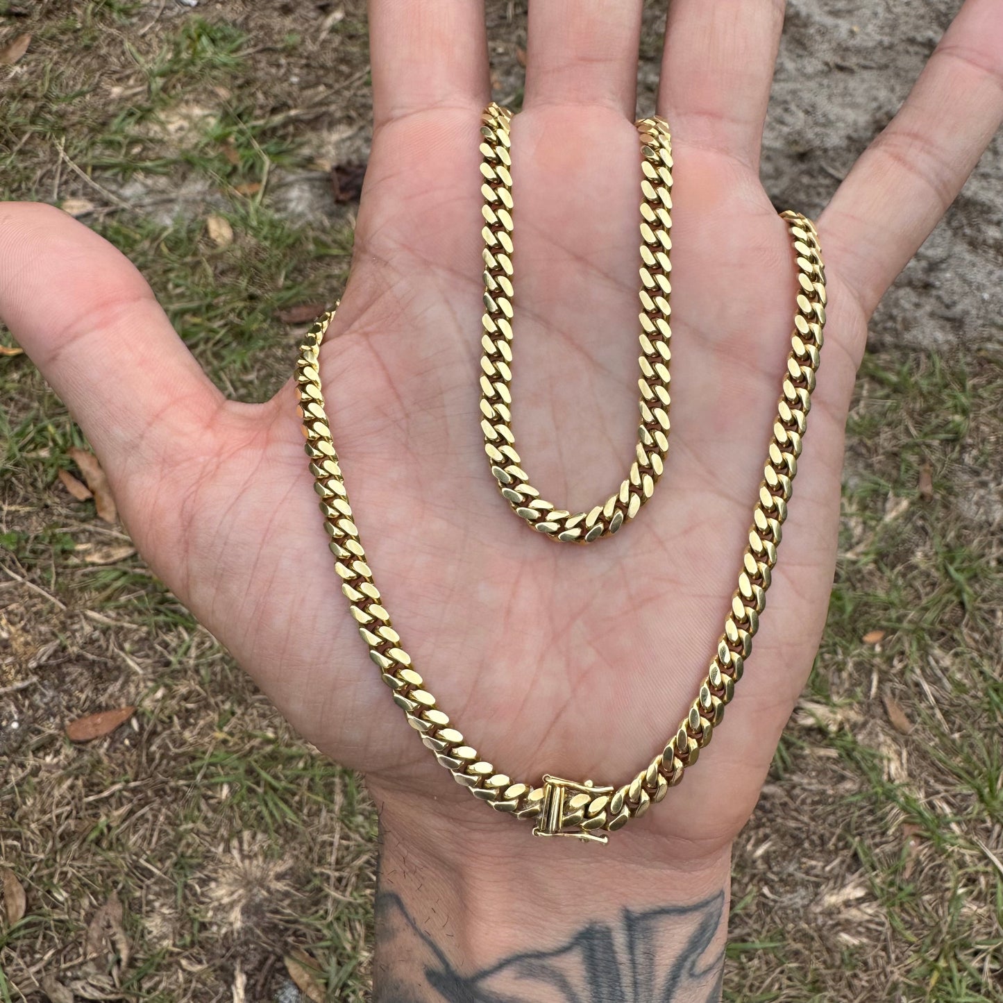 Classic Solid 10k Yellow Gold Heavyweight Miami Cuban Link Necklace (18.5”)