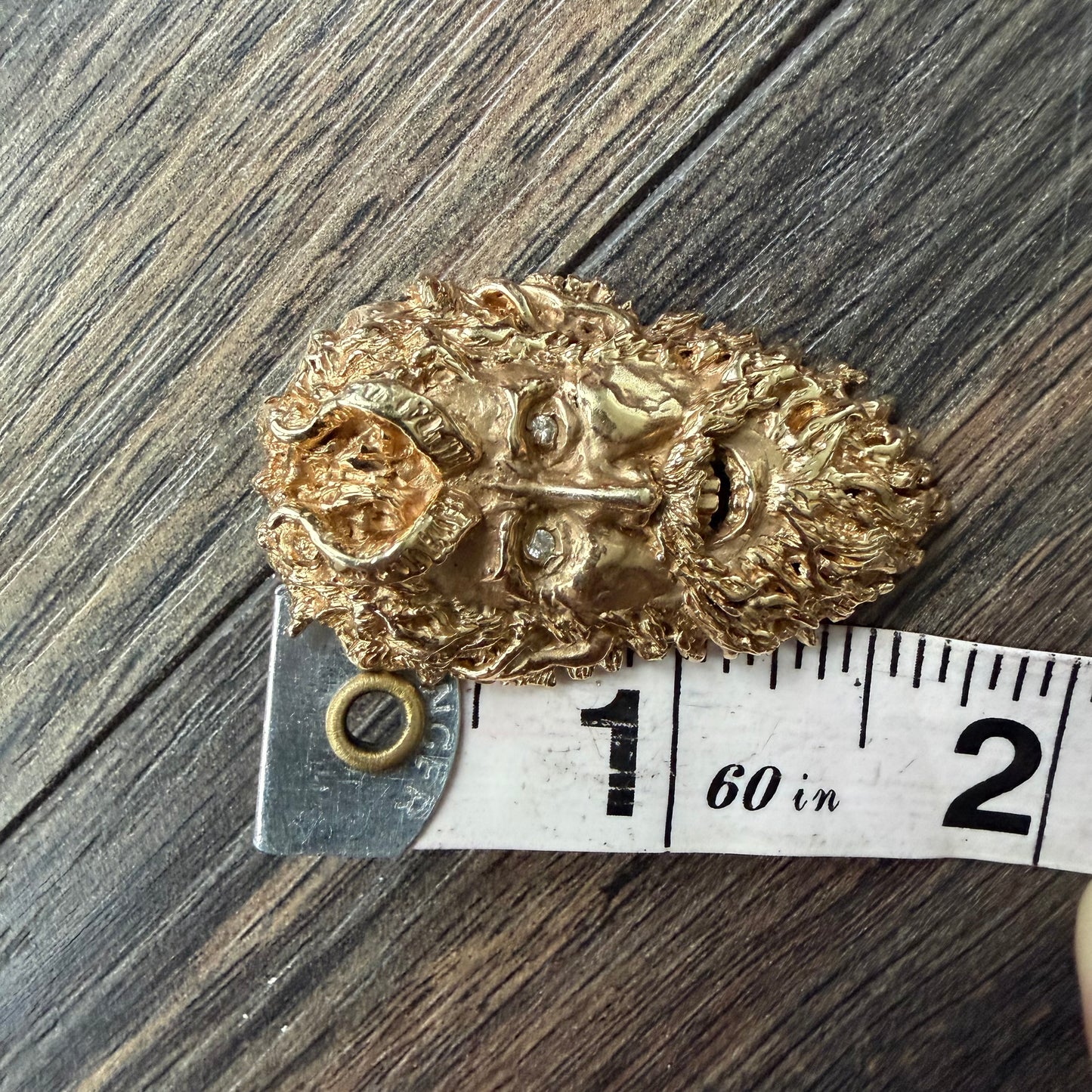 Vintage Solid 14k Yellow Gold Large Dionysus/Bacchus Pendant