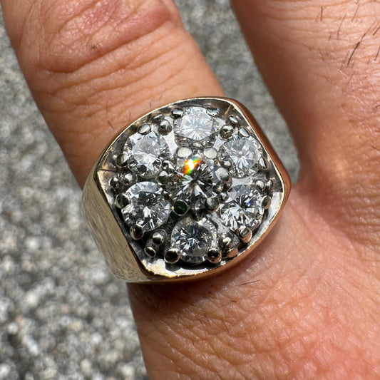 1980’s 14k Yellow Gold 1.5CTW Natural VS Diamond Kentucky Cluster Ring (10)