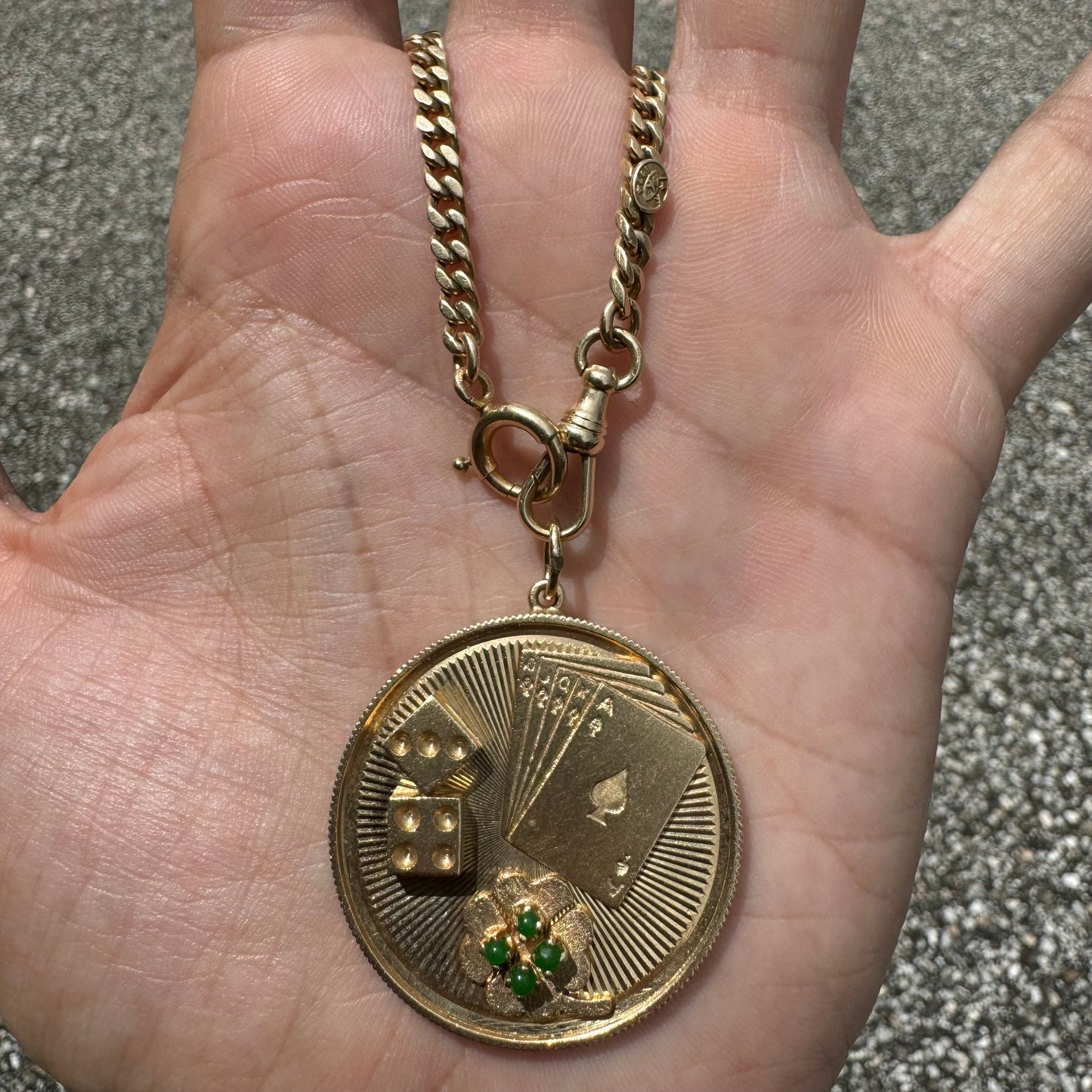 Dated 1924 Solid 14k Yellow Gold Cuban Curb Link Watch Chain Necklace (21.5”)