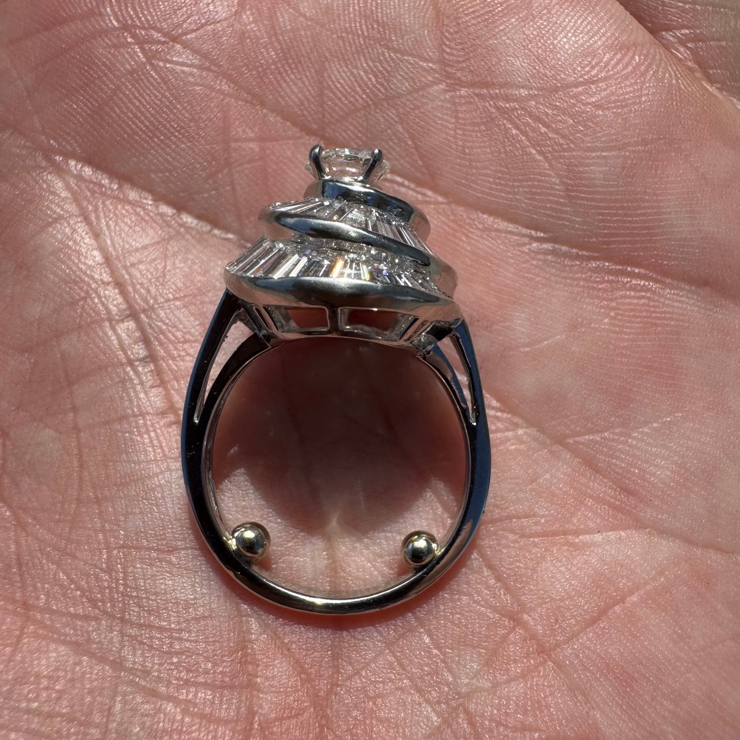 Art Deco Oscar Heyman Bros. Solid Platinum 3.8ctw Natural VS1 Diamond Cocktail Ring (5)