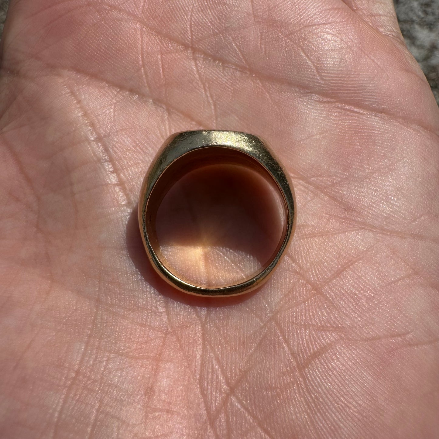 Antique Solid 14k Yellow Gold Warrior Crest Intaglio Signet Ring (7.5)