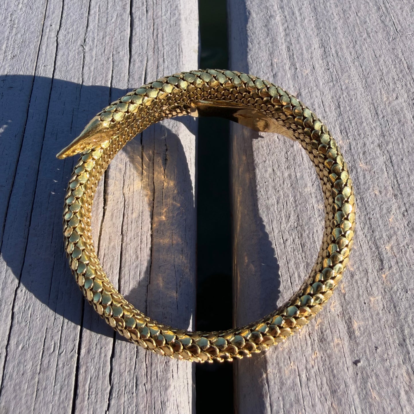 Circa 1940’s Italian Designer 18k Yellow Gold Flexible Mesh Heavyweight Snake Bracelet (6”-7.75”)