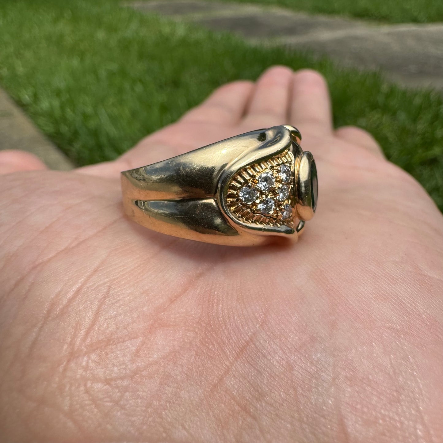 Vintage 14k Yellow Gold .80Ct Natural Columbian Emerald .50Ctw Natural VS Diamond Ring (8)