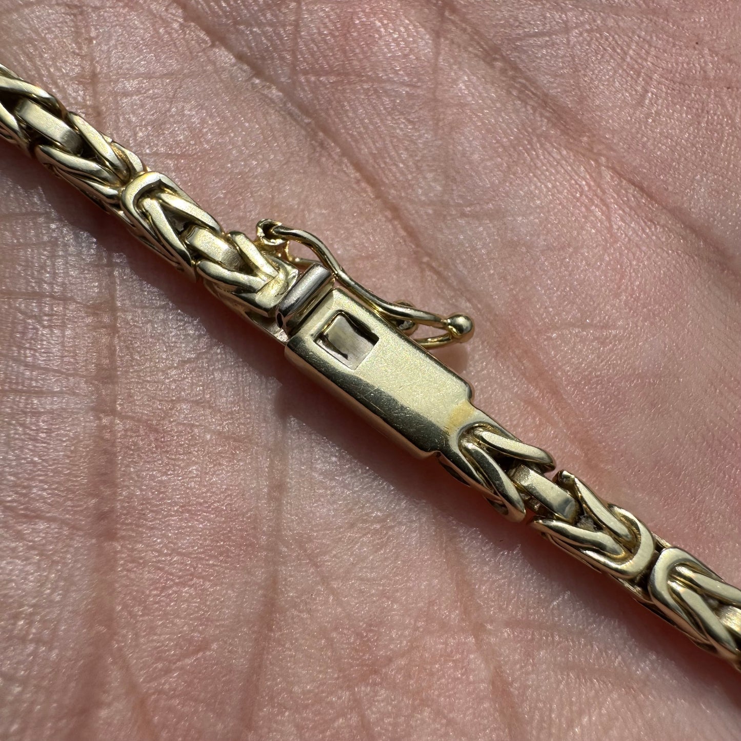 Vintage Solid 14k Yellow Gold Byzantine Link Necklace (16.25”)