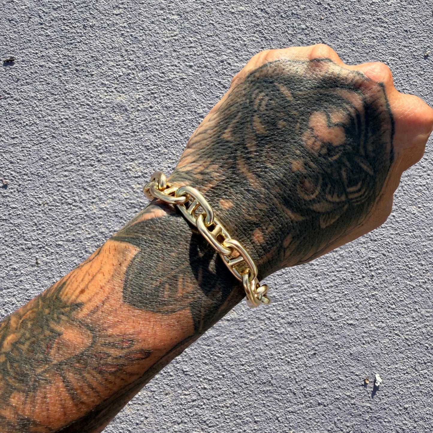 1970’s Super Heavyweight Solid 14k Yellow Gold Chunky Chaine D’ Ancre Mariner Link Bracelet (9.5”)