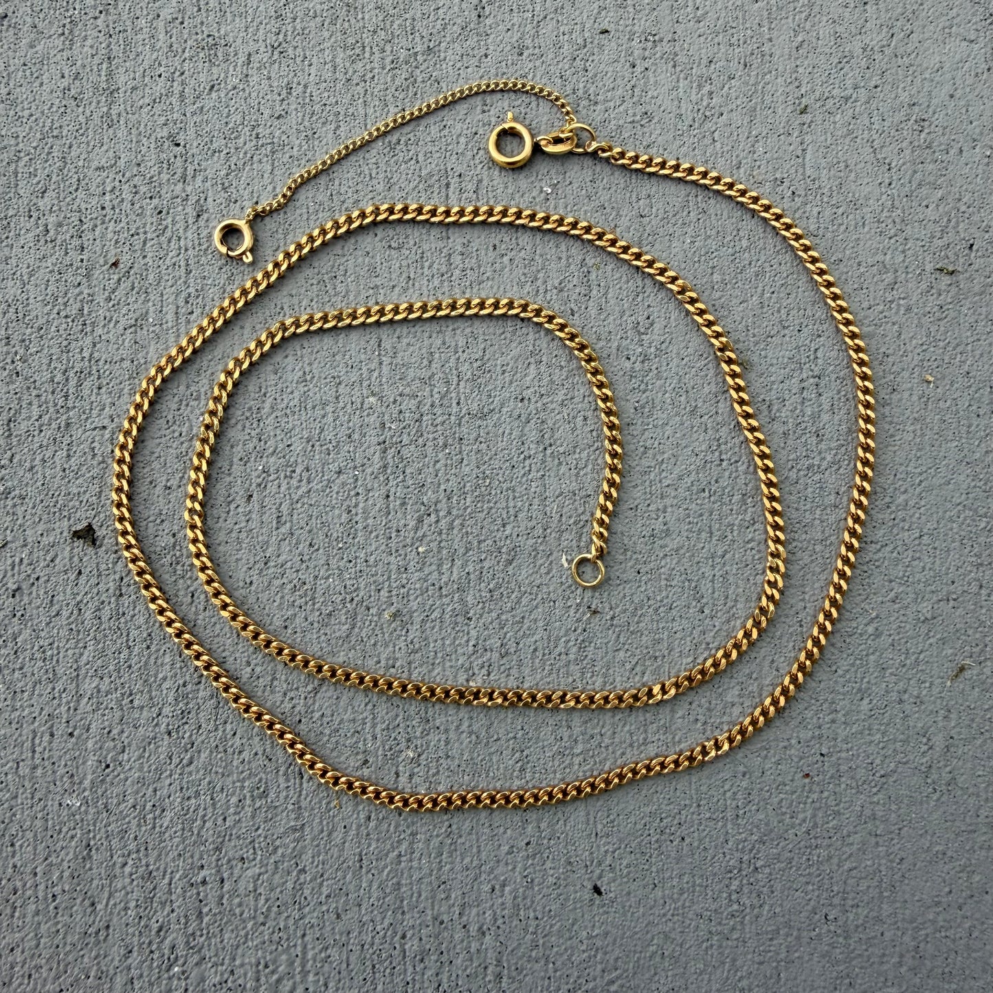 Art Deco Solid 18k Yellow Gold Cuban Curb Link Necklace By Griffith & Sons Co. (20”)