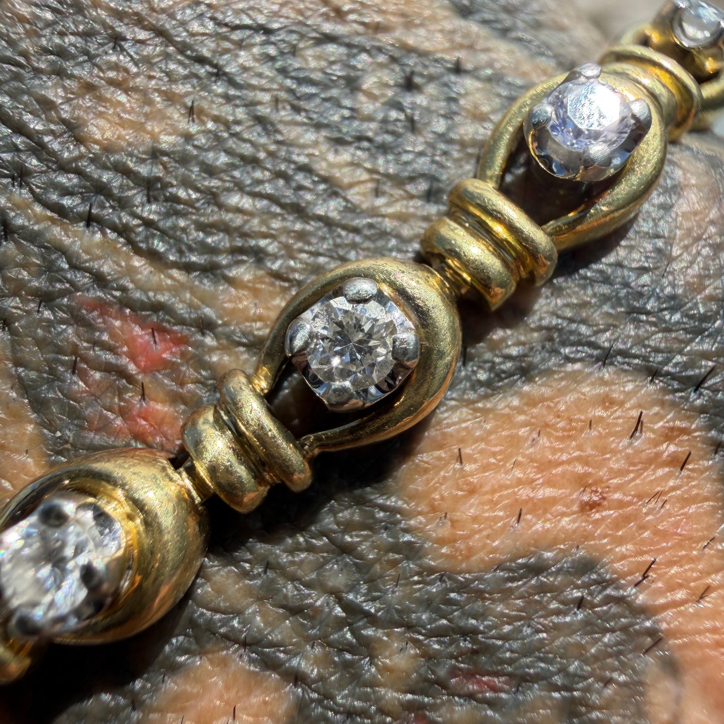 Vintage Solid 18k Yellow Gold 2.0ctw Natural VS Diamond Bracelet (7”)
