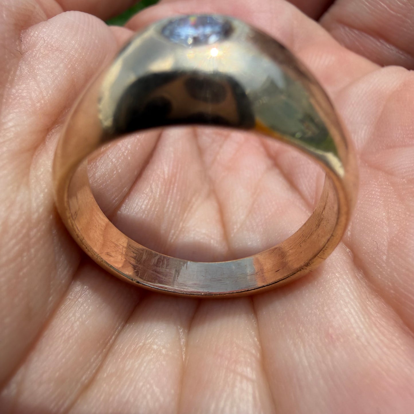 Mid-Century Solid 14k Yellow Gold .45ct Natural VS Diamond Rub Over Gypsy Ring (10)