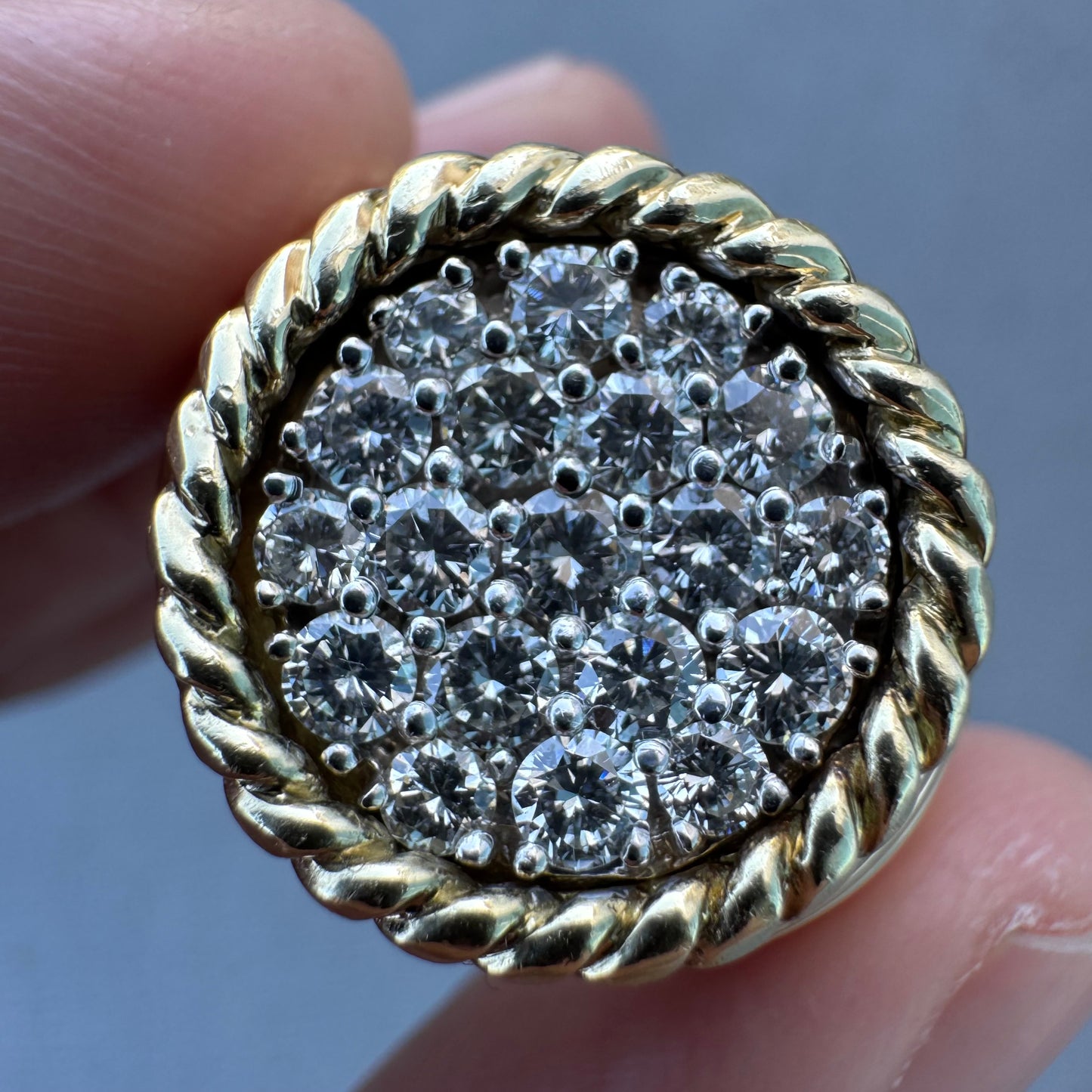 1970’s Solid 14k Yellow Gold 2.0ctw Natural VS Diamond Heavyweight Cluster Ring (12)