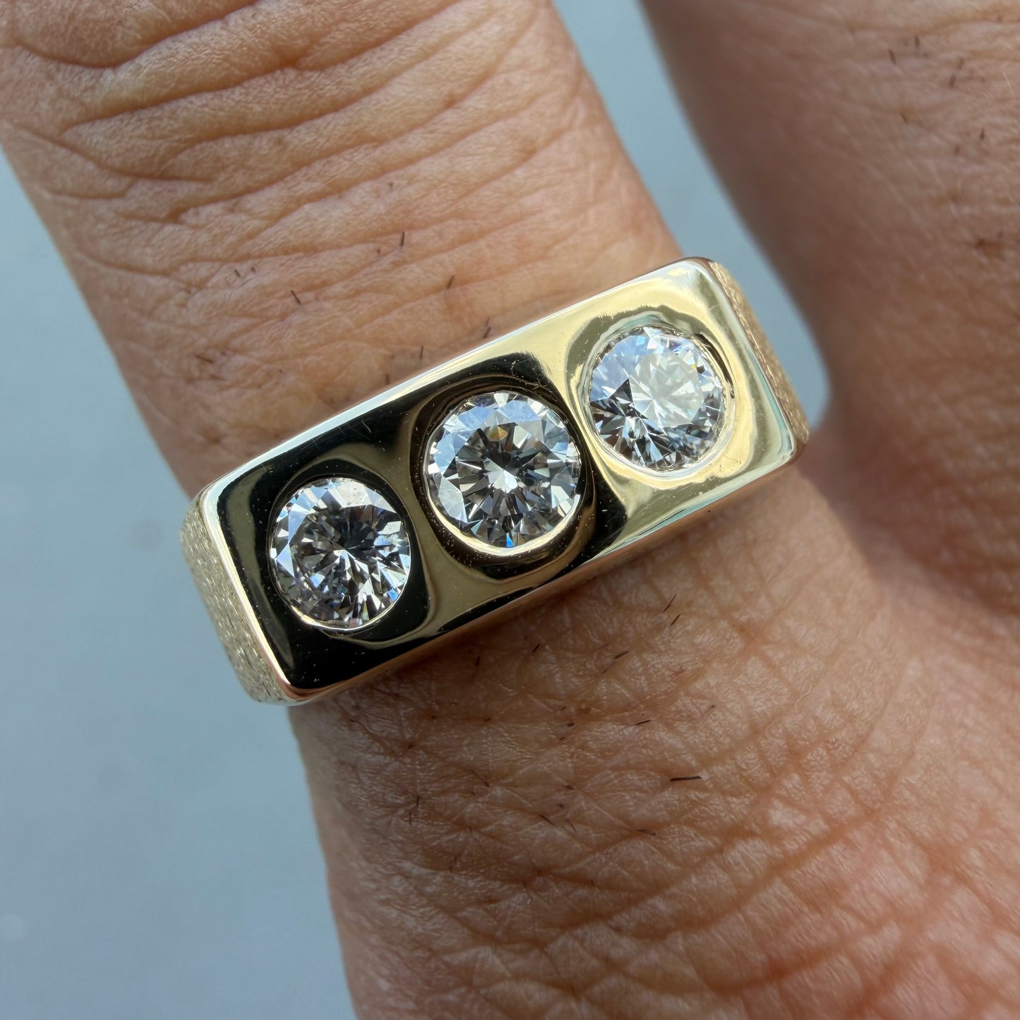 Vintage Solid 14k Yellow Gold .75ctw Natural Diamond Trilogy Ring (10.5)