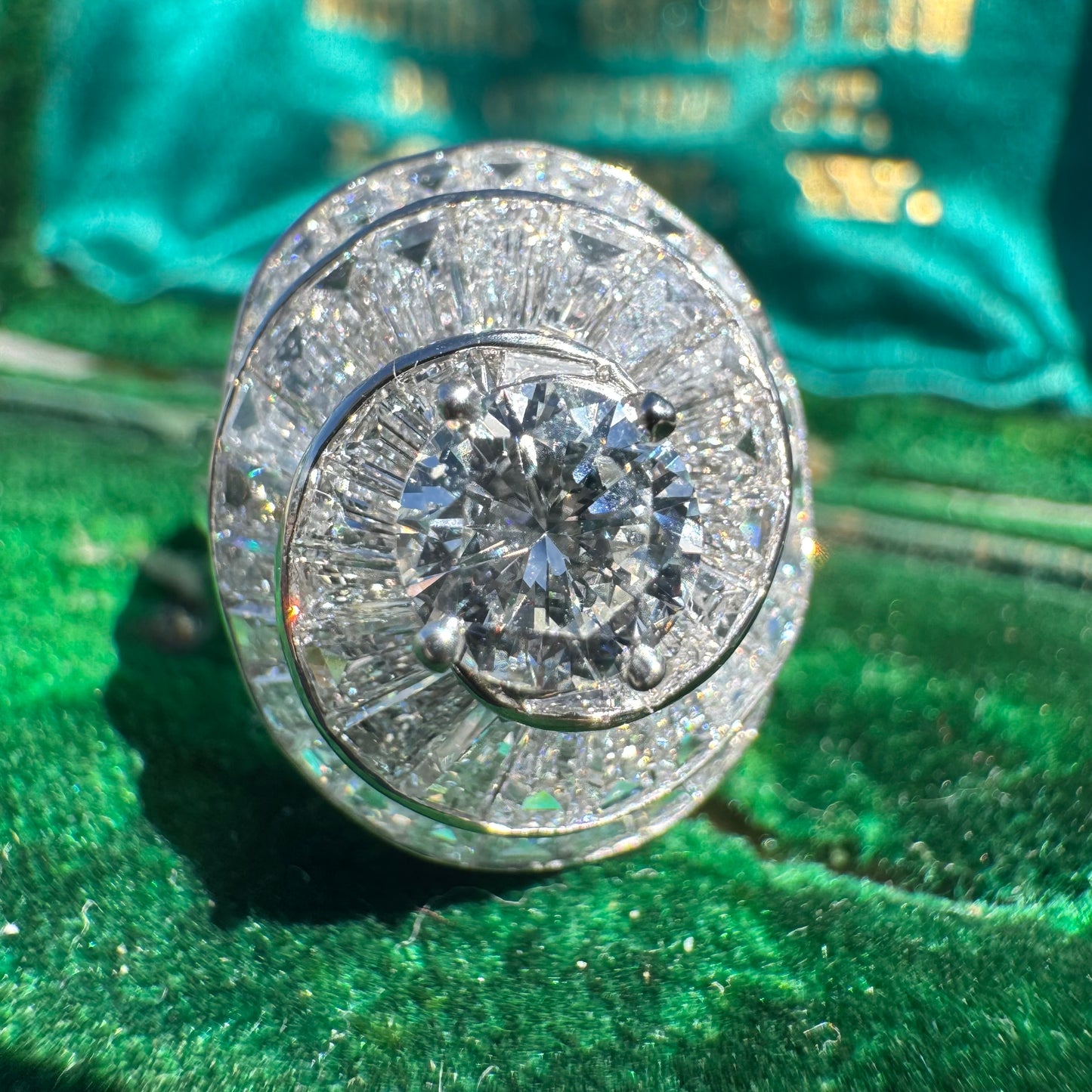 Art Deco Oscar Heyman Bros. Solid Platinum 3.8ctw Natural VS1 Diamond Cocktail Ring (5)